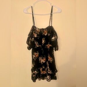 FAVLUX Black Floral Mini Dress